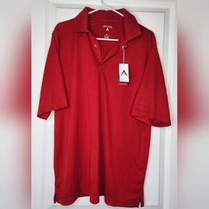 (M) NWT Antigua Activewear Athletic Top Golf Sporty Collared Athleisure Red